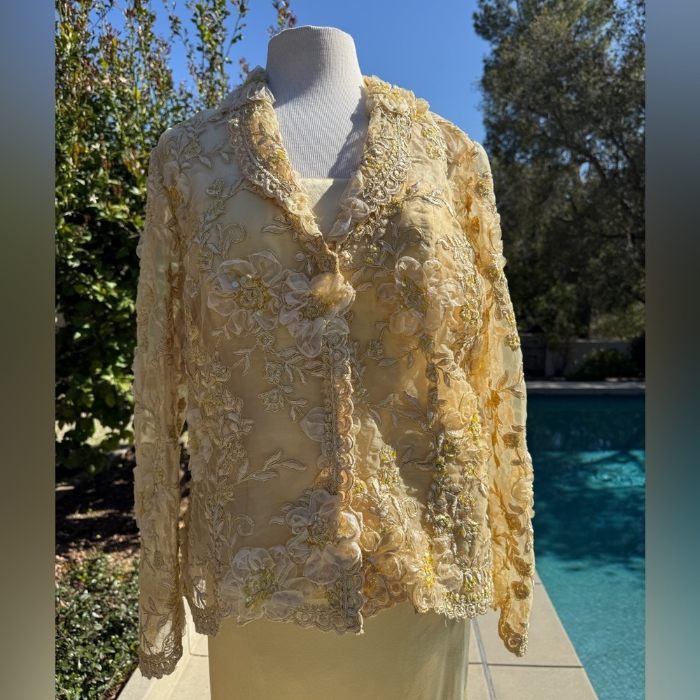 Lucy De Castenou custom 3-pc skirt, cami and hand-embellished jacket - size XL - Picture 11 of 12